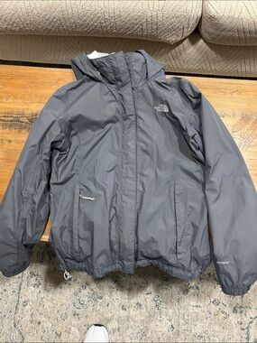 The North Face Gray Hooded Rain Jacket